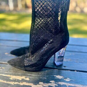 KENDALL + KYLIE Clear-Mesh Bootie Heels — Size 7 M, Super Edgy & Iconic